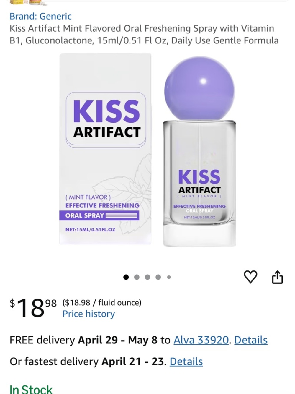 Mint Flavor Oral Spray – Lavender Cap